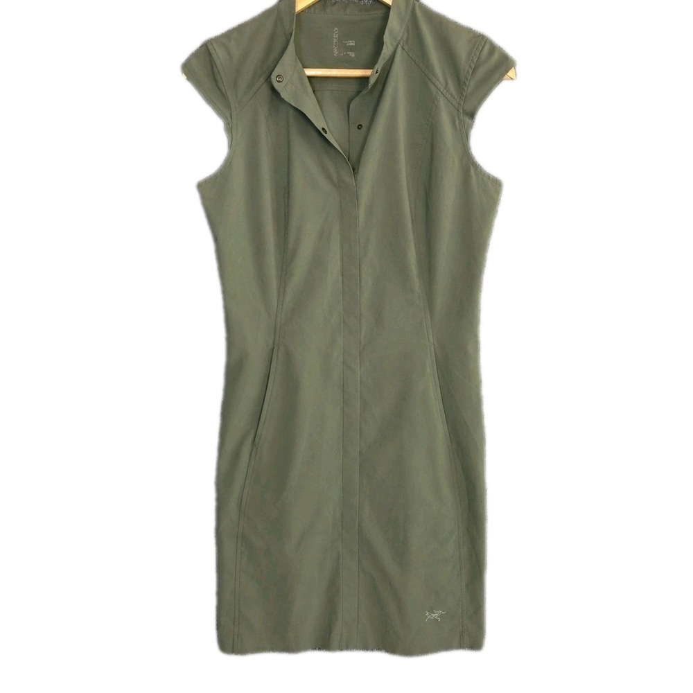 Arc'teryx Cala Dress XS Olive Green Cap Sleeve Outdoor Hiking Gorpcore Granola